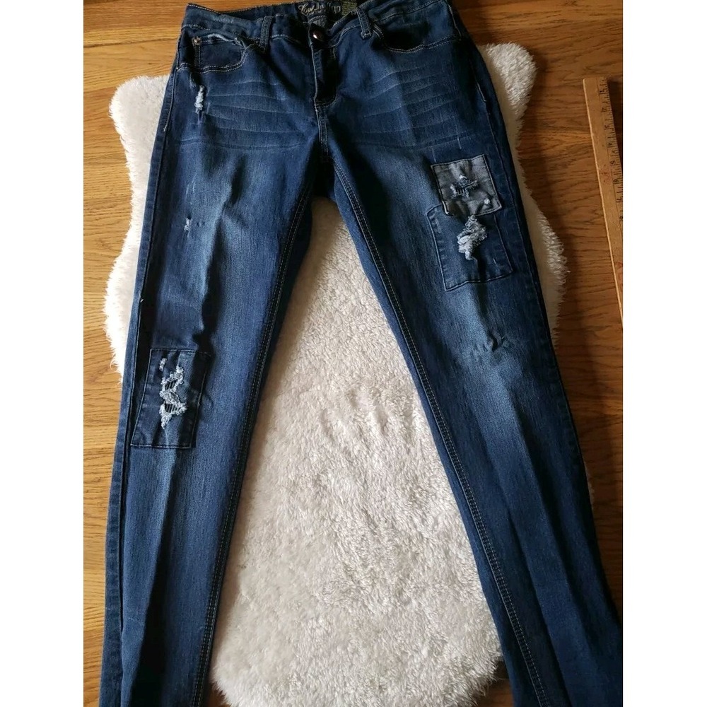 Size 10 Love Indigo Premium Womens Blue Jean Patches Front & Rear Pockets 30X29